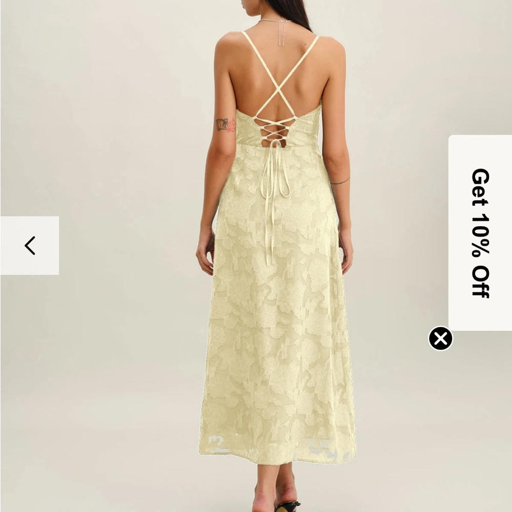 RIHOAS Lace Backless Maxi Dress in Cream